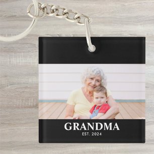 Grandma Established Modern Bold Photo Keychain
