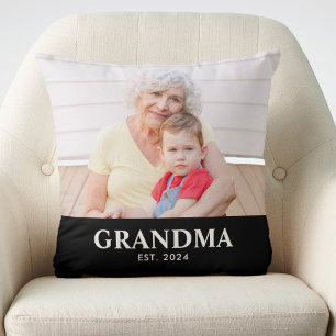 Grandma Established Modern Bold Photo Throw Pillow