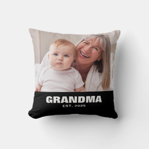 Grandma Established Modern Bold Photo Throw Pillow