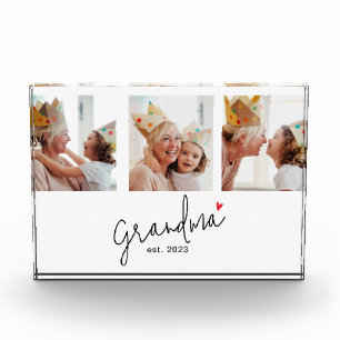 Grandma Established Modern Script 3 Photo Acrylic Award