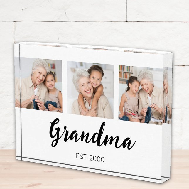 Grandma Established Modern Script 3 Photo Block (Creator Uploaded)
