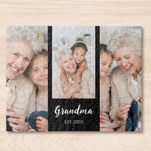 Grandma Established Modern Script 3 Photo  Jigsaw Puzzle