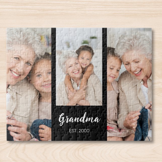 Grandma Established Modern Script 3 Photo  Jigsaw Puzzle (Creator Uploaded)