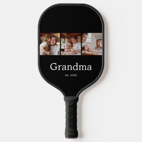 Grandma Established Modern Script 3 Photo Pickleball Paddle