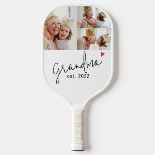 Grandma Established Modern Script 3 Photo Pickleball Paddle