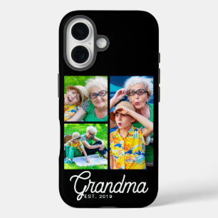 Grandma Established Modern Script Black 3 Photo iPhone 16 Case
