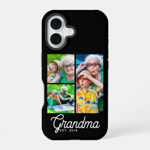 Grandma Established Modern Script Black 3 Photo iPhone 16 Case