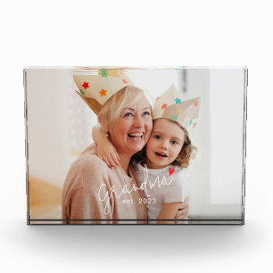 Grandma Established Modern Script Photo Block