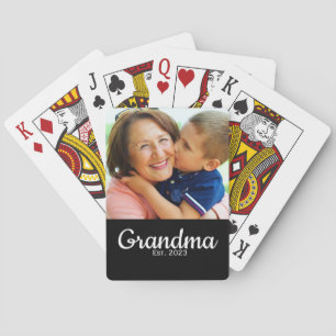 Grandma Established Modern Script Photo Poker Cards