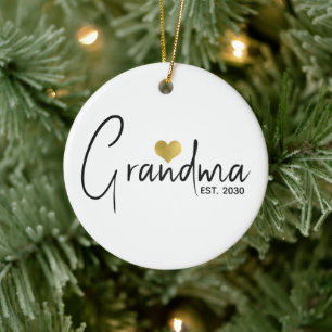 Grandma Established New Grandma Gift  Ceramic Ornament