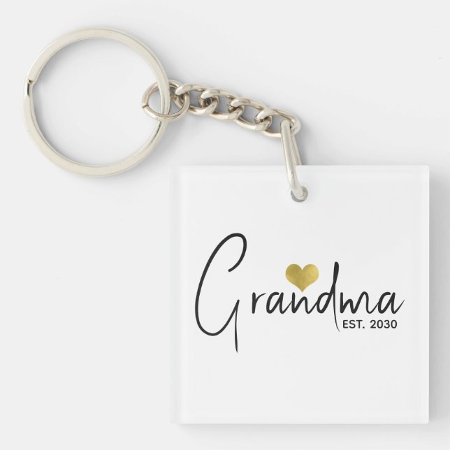 Grandma Established New Grandma Gift  Keychain (Front)
