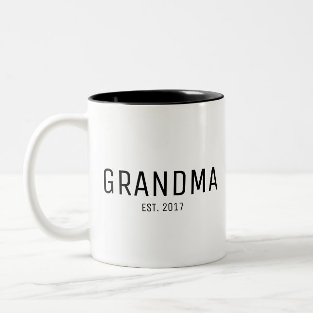 Grandma Established New Grandma Gift Two-Tone Coffee Mug (Left)