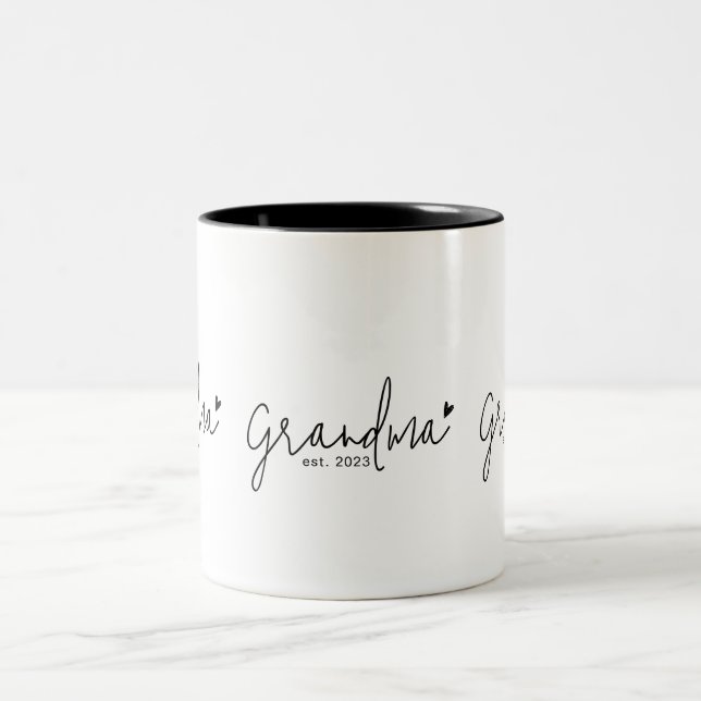 Grandma Established New Grandma Gift Two-Tone Coffee Mug (Center)