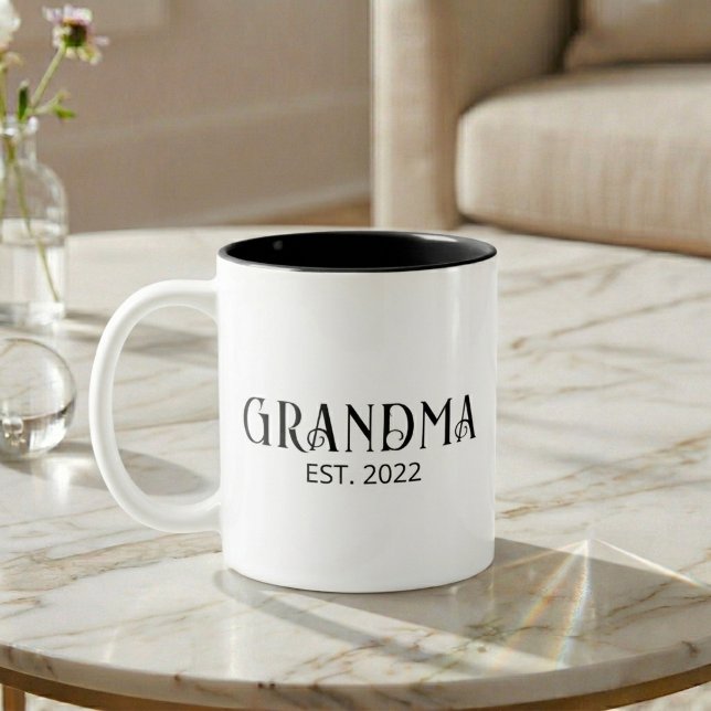 Grandma Established New Grandma Gift Two-Tone Coffee Mug (Creator Uploaded)