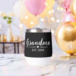 Grandma Established New Grandmother Gift Thermal Wine Tumbler