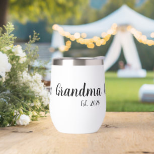 Grandma Established New Grandmother Gift Thermal Wine Tumbler