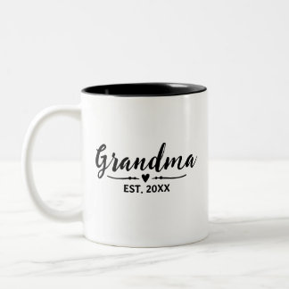 Grandma Established New Grandmother Gift Two-Tone Coffee Mug
