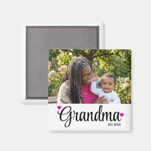 Grandma Established New Grandmother Photo Gift Magnet
