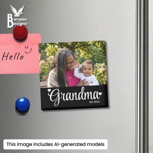 Grandma Established New Grandmother Photo Gift Magnet