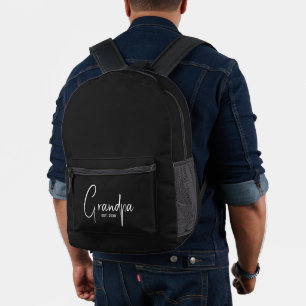 Grandma Established New Grandpa Gift Printed Backpack