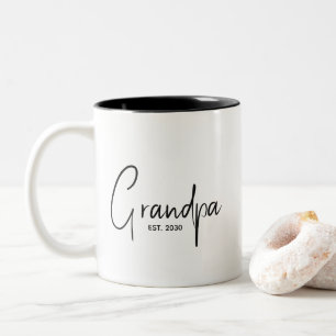 Grandma Established New Grandpa Gift Two-Tone Coffee Mug
