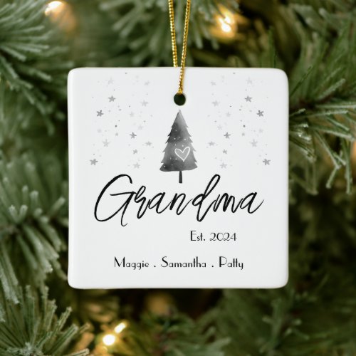 Grandma Established Personalized Elegant Ceramic Ornament