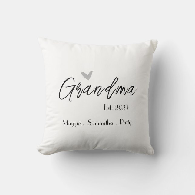 Grandma Established Personalized Elegant Throw Pillow (Front)