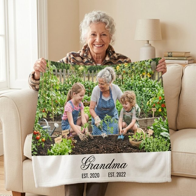 Grandma Established Personalized Photo Gift Fleece Blanket (Grandma Established Personalized Photo Gift Fleece Blanket)