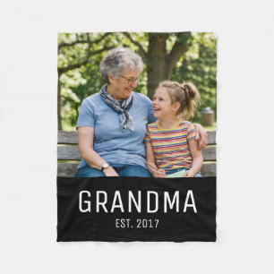 Grandma Established Photo Fleece Blanket