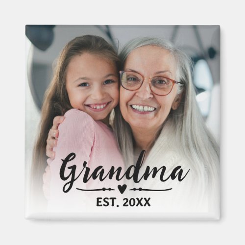 Grandma Established Photo Gift  Magnet