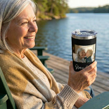 Grandma Established Photo White Script Text