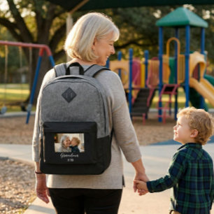 Grandma Established Photo White Script Text Port Authority® Backpack