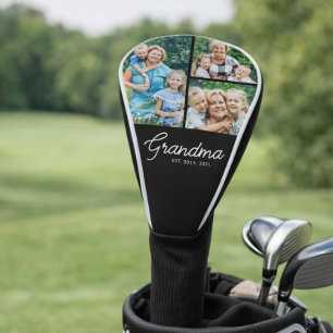 Grandma Established Script 3 Photo Golf Head Cover