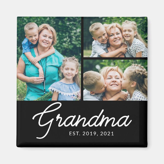 Grandma Established Script 3 Photo Magnet (Front)