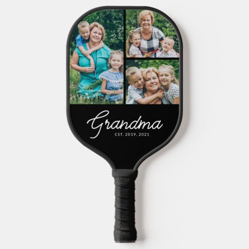 Grandma Established Script 3 Photo Pickleball Paddle