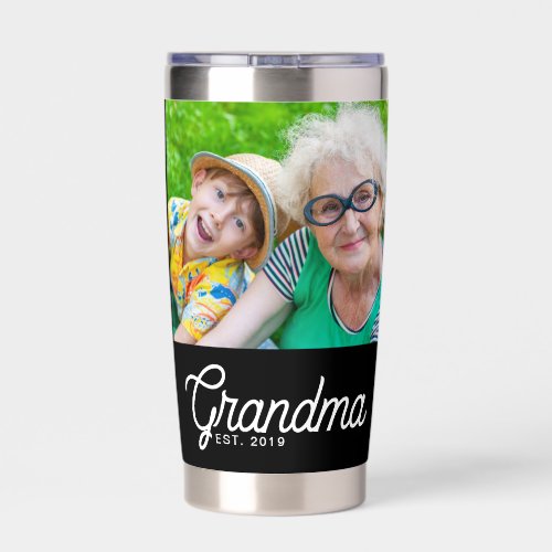 Grandma Established Script Black 2 Photo Insulated Tumbler