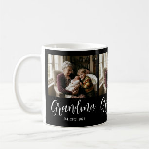 Grandma Established Script Black 3 Photo Coffee Mug
