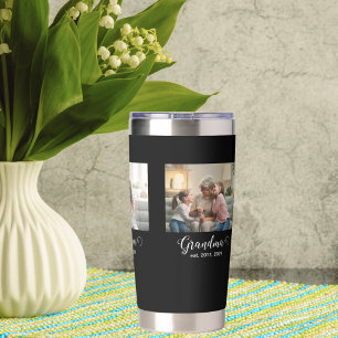 Grandma Established Script Gift 3 Photo Insulated Tumbler