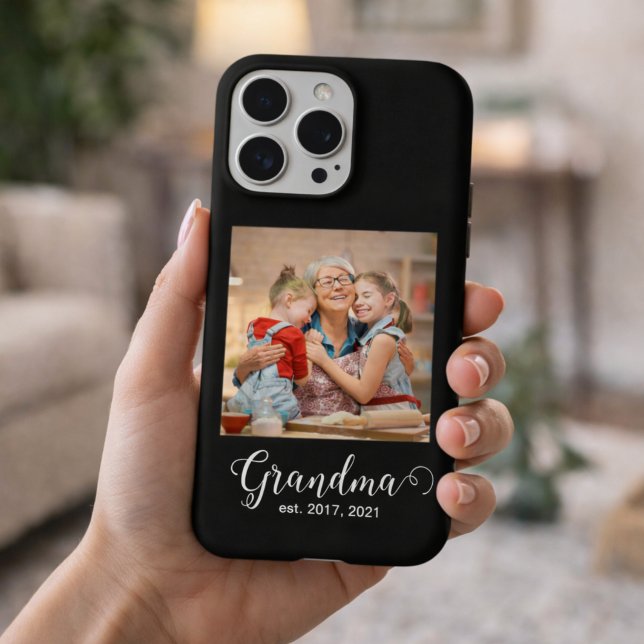 Grandma Established Script Gift Photo iPhone Case (Creator Uploaded)