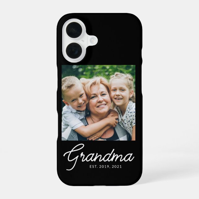 Grandma Established Script Photo Iphone Case (Back)