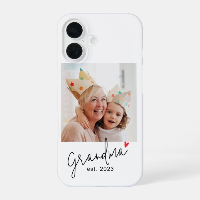 Grandma Established Script Photo Iphone Case (Back)