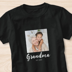 Grandma Established Script Photo T-Shirt