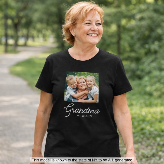 Grandma Established Script Photo T-Shirt (Creator Uploaded)