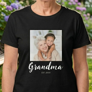 Grandma Established Script Photo T-Shirt