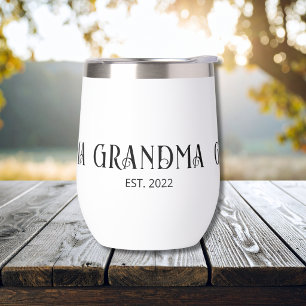 Grandma Established Typography Gift Insulated Thermal Wine Tumbler