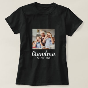 Grandma Established White Script Photo T-Shirt