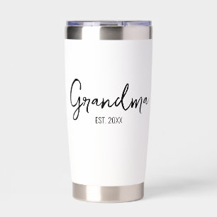 Grandma Established Year Black Script Typography Insulated Tumbler
