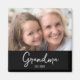Grandma Established Year Typography Photo Magnet
