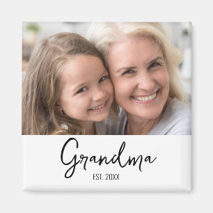 Grandma Established Year Typography Photo Magnet