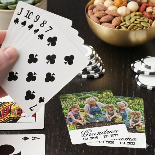 Grandma Established Years Photo Keepsake Gift Poker Cards
